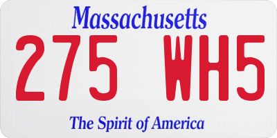 MA license plate 275WH5