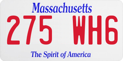 MA license plate 275WH6
