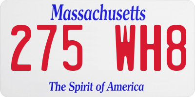 MA license plate 275WH8