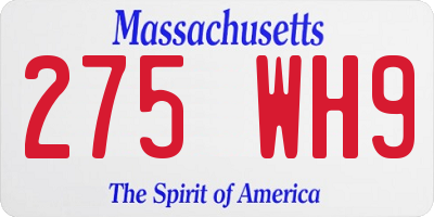 MA license plate 275WH9