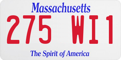 MA license plate 275WI1