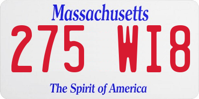 MA license plate 275WI8