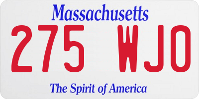 MA license plate 275WJ0