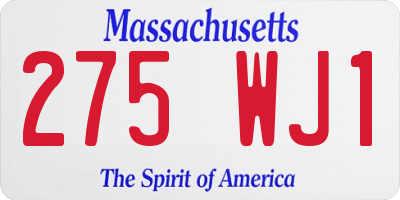 MA license plate 275WJ1
