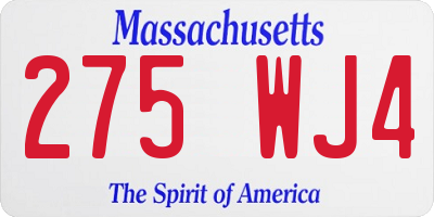 MA license plate 275WJ4