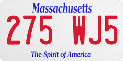 MA license plate 275WJ5