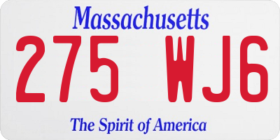 MA license plate 275WJ6