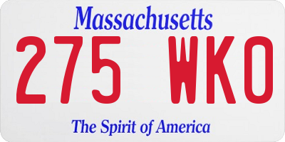 MA license plate 275WK0