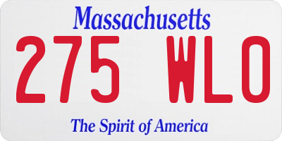 MA license plate 275WL0