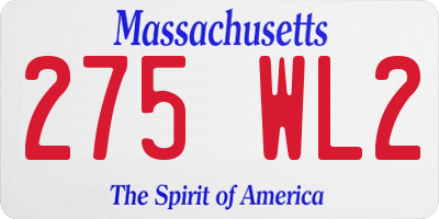 MA license plate 275WL2