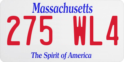 MA license plate 275WL4