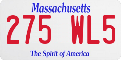 MA license plate 275WL5