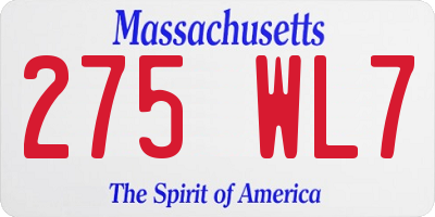 MA license plate 275WL7