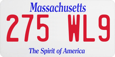MA license plate 275WL9