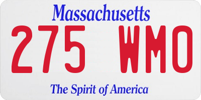 MA license plate 275WM0