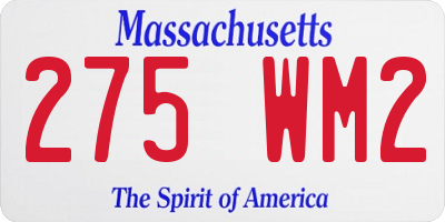 MA license plate 275WM2