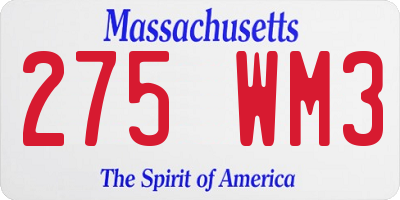 MA license plate 275WM3