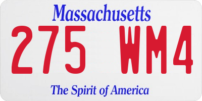 MA license plate 275WM4