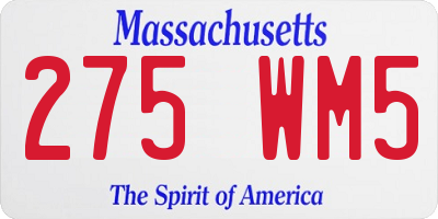 MA license plate 275WM5