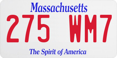 MA license plate 275WM7