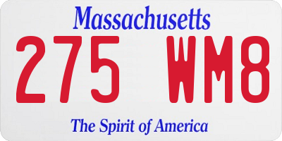 MA license plate 275WM8