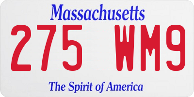MA license plate 275WM9