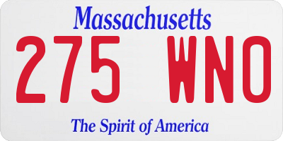 MA license plate 275WN0