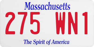 MA license plate 275WN1