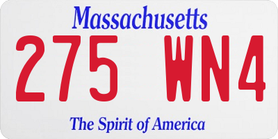 MA license plate 275WN4