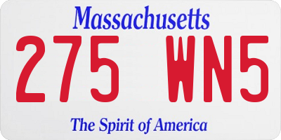 MA license plate 275WN5