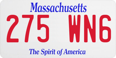 MA license plate 275WN6