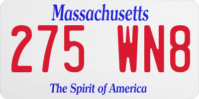 MA license plate 275WN8