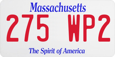 MA license plate 275WP2