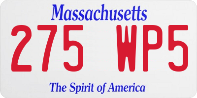 MA license plate 275WP5