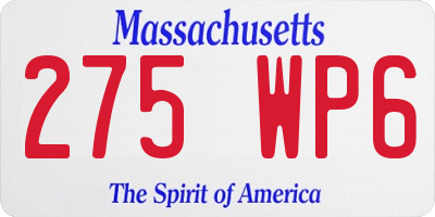 MA license plate 275WP6