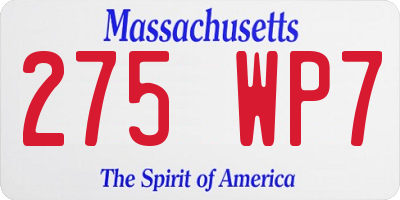 MA license plate 275WP7