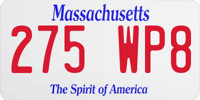 MA license plate 275WP8