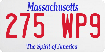 MA license plate 275WP9