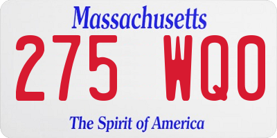 MA license plate 275WQ0