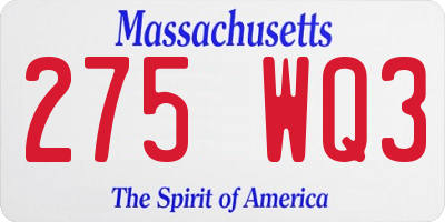 MA license plate 275WQ3