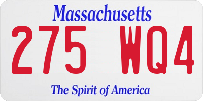 MA license plate 275WQ4