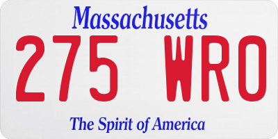 MA license plate 275WR0