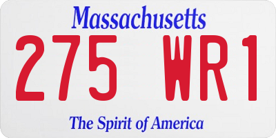 MA license plate 275WR1
