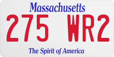 MA license plate 275WR2