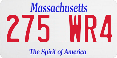 MA license plate 275WR4