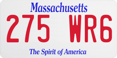 MA license plate 275WR6