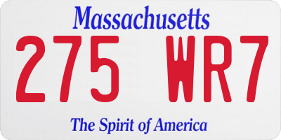 MA license plate 275WR7