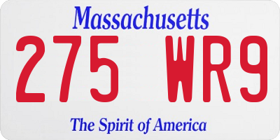 MA license plate 275WR9