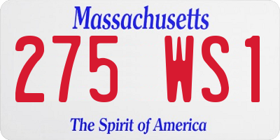MA license plate 275WS1