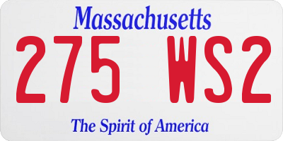 MA license plate 275WS2